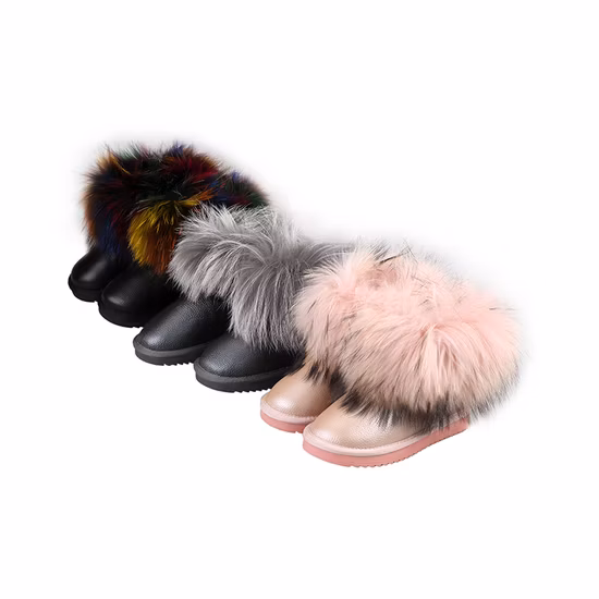 Bottes de neige en peau de mouton en fourrure colorée en cuir de vache pour filles
