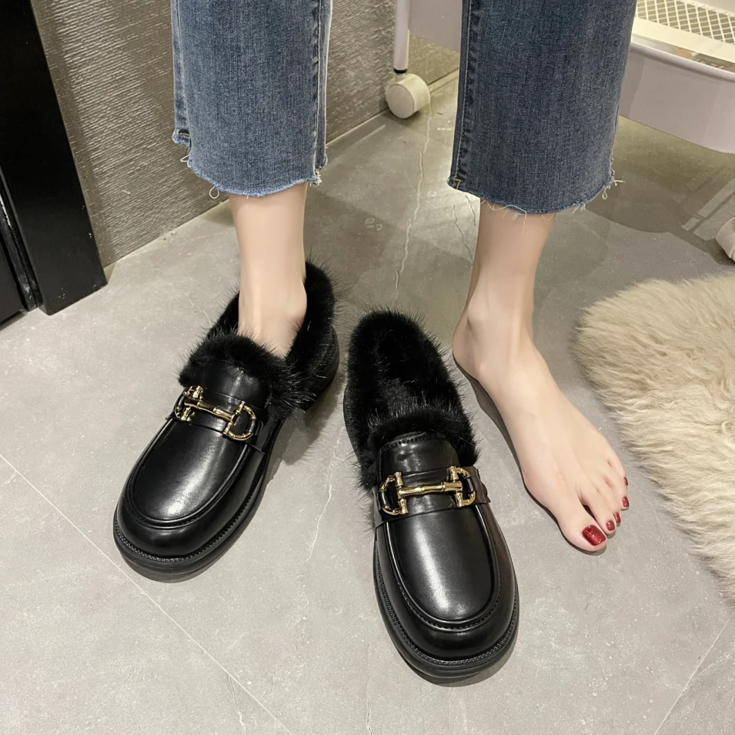 Zonxan Wholesale Autumn and Winter New Style Korean Square Shoes Flat-Heel Plus Wool Martin Brand Women′s Boots