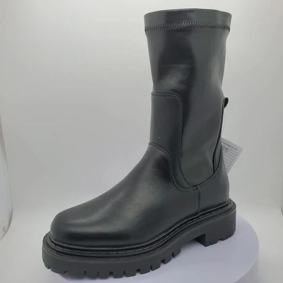Bottes d'injection de chaussures de cheville à tricoter confortables pour femmes botte de pluie Chelsea imperméable en PVC