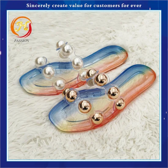 Confortable joli luxe coréen coloré arc plat clair gelée dames chaussures femmes sandale