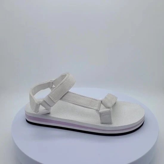 Chaussures de plage décontractées pour femmes Tresses Vamp Sandales à semelle épaisse en EVA