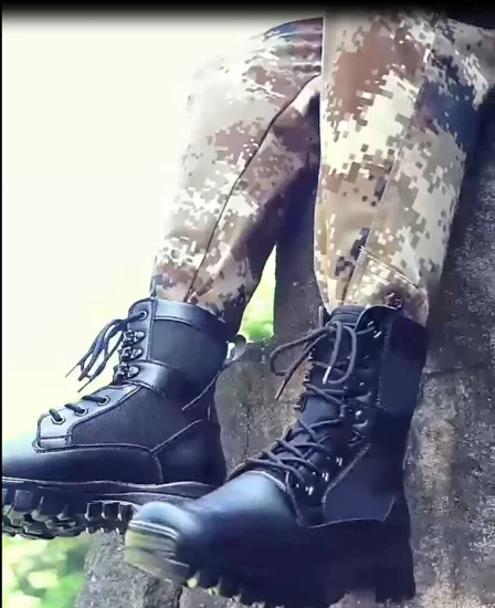 La Chine Xinxing Army Men's Shoes Black Leather PU Injection Military Police Bottes injectées tactiques